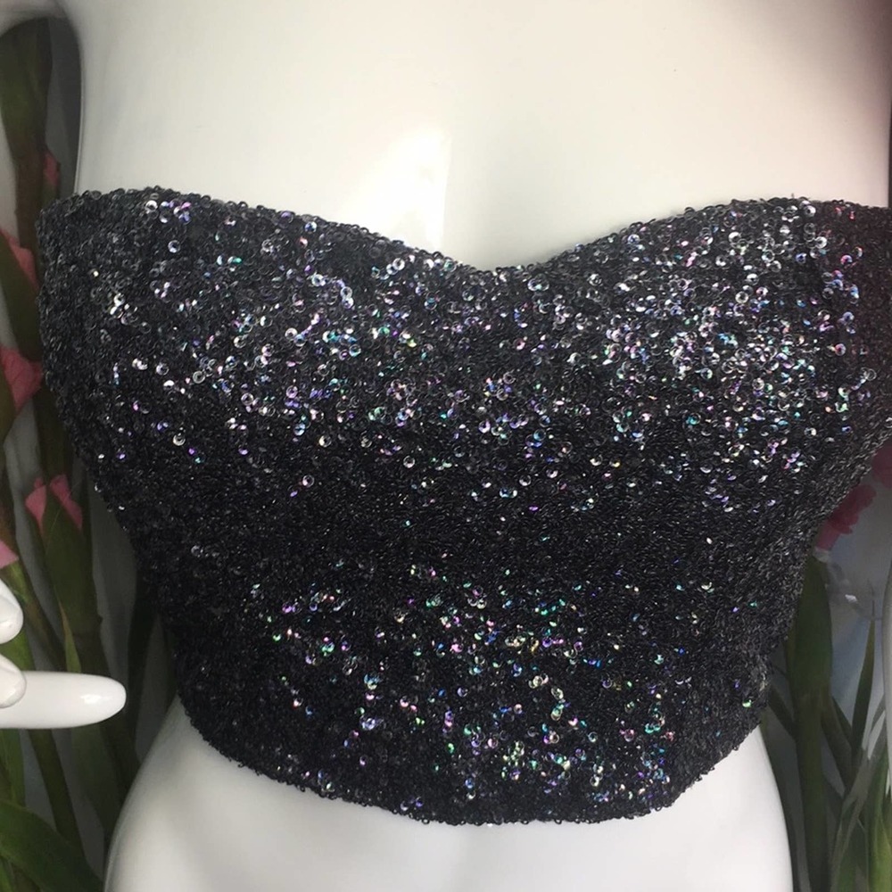 Charlotte Russe Corset Top Sequin Corset Top Women's Top Stretchy EUC Size XS/S